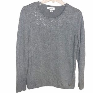 **SOLD** 
Calvin Klein Ladies Sz M Gray Shimmer Sweater